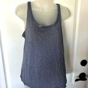 DKNY gray Pima cotton tank top with sparkle detail around neckline smedium